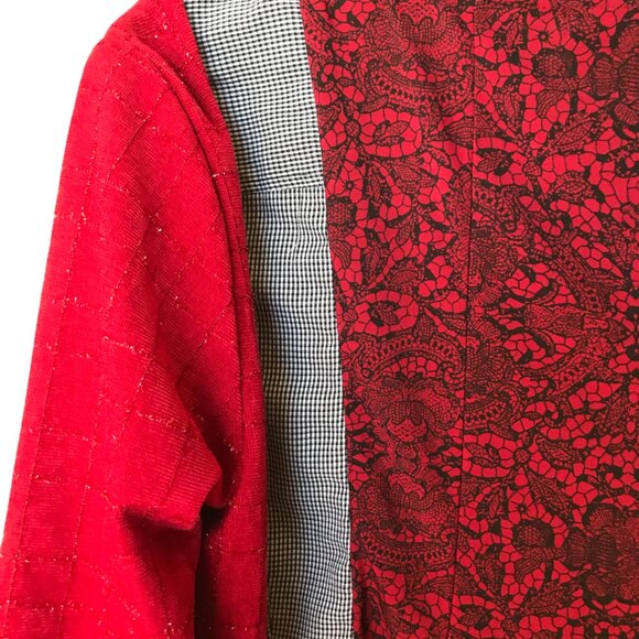 Upcycled Patchwork Pullover Shirt, Size M-L: Mixed Print Spliced Floral Blouse - Picture 11 of 13